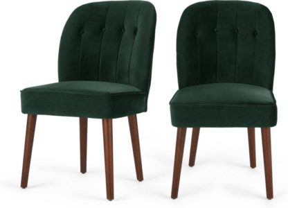 An Image of Set of 2 Margot Dining Chairs, Pine Green Velvet