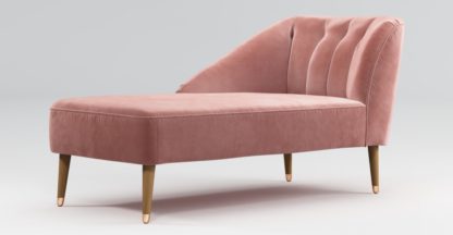 An Image of Custom MADE Margot Left Hand Facing Chaise, Old Rose Velvet, with Light Wood Copper Leg