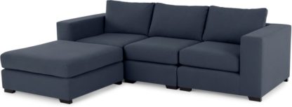 An Image of Mortimer 4 Seater Modular Corner Sofa, Deep Blue Cotton