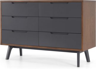 An Image of Jenson Wide Chest Of Drawers Dark stain and Grey