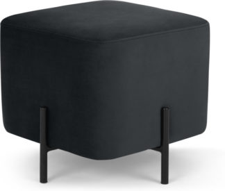 An Image of Eda Footstool, Opulence Charcoal Velvet