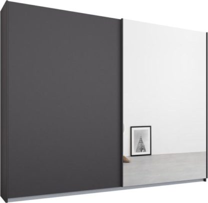 An Image of Malix 2 door 225cm Sliding Wardrobe, Graphite Grey frame,Matt Graphite Grey & Mirror doors , Classic Interior