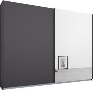 An Image of Malix 2 door 225cm Sliding Wardrobe, Graphite Grey frame,Matt Graphite Grey & Mirror doors , Premium Interior