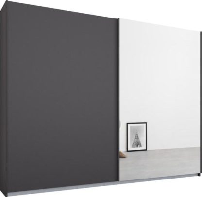 An Image of Malix 2 door 225cm Sliding Wardrobe, Graphite Grey frame,Matt Graphite Grey & Mirror doors, Standard Interior