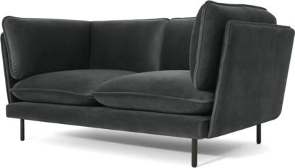 An Image of Wes 2 Seater Sofa, Midnight Grey Velvet