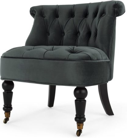 An Image of Bouji Accent Chair, Midnight Grey Velvet