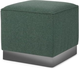 An Image of Hetherington Square Pouffe, Darby Green with Nickel Base