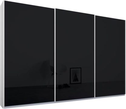 An Image of Malix 3 door 270cm Sliding Wardrobe, White frame,Basalt Grey Glass doors , Classic Interior