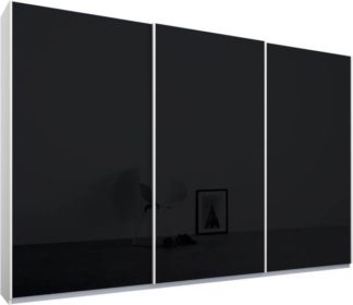 An Image of Malix 3 door 270cm Sliding Wardrobe, White frame,Basalt Grey Glass doors , Premium Interior
