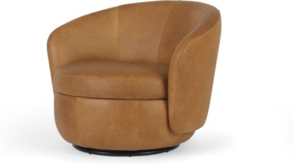 An Image of Delores Swivel Accent Chair, Pecan Brown Leather