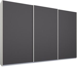 An Image of Malix 3 door 270cm Sliding Wardrobe, White frame,Matt Graphite Grey doors, Standard Interior