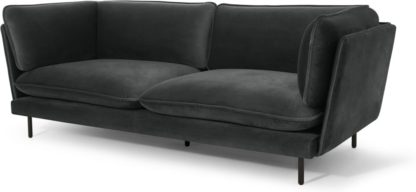 An Image of Wes 3 Seater Sofa, Midnight Grey Velvet