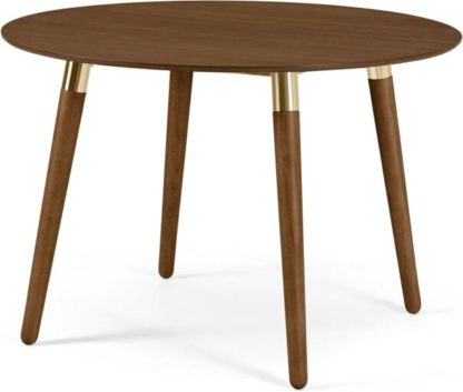An Image of Edelweiss Round 4 Seat Dining Table, Walnut and Brass