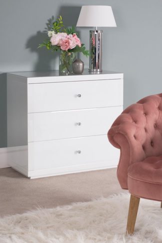 An Image of White Glass Three Drawer Chest