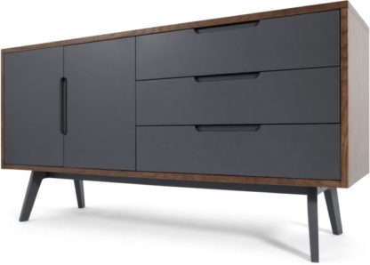 d97ea4ada60b2b626f43e395921b9401b6d456016ad8697705ed3f52e830297b.jpg An Image of Jenson Sideboard, Dark Oak and Grey