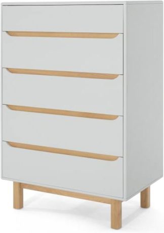 An Image of Jayden Tall Chest of Drawers, Grey & Oak