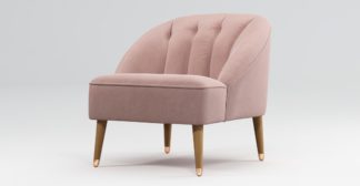An Image of Custom MADE Margot Armchair, Pink Cotton Velvet, Light Wood Copper Leg