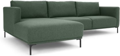 An Image of Milo Left Hand Facing Chaise End Corner Sofa, Darby Green