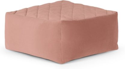 An Image of Loa Quilted Floor Cushion, Blush Pink Velvet