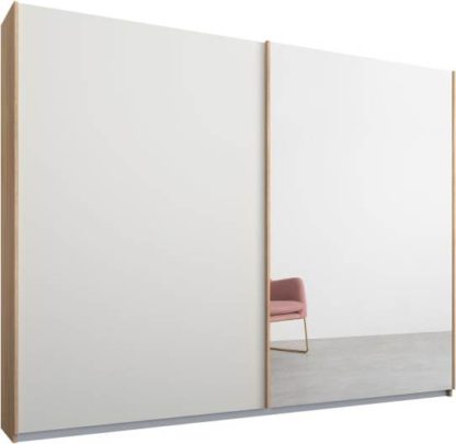 An Image of Malix 2 door 225cm Sliding Wardrobe, Oak frame,Matt White & Mirror doors , Classic Interior