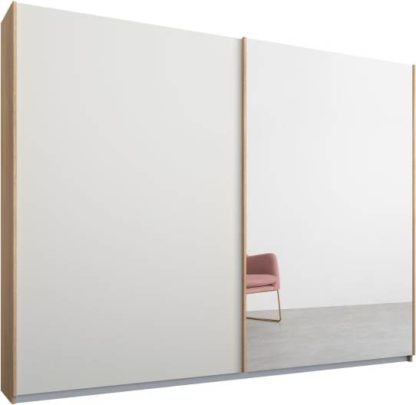 An Image of Malix 2 door 225cm Sliding Wardrobe, Oak frame,Matt White & Mirror doors , Premium Interior