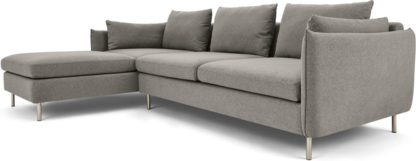 An Image of Vento 3 Seater Left Hand Facing Chaise End Corner Sofa, Manhattan Grey