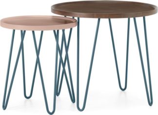 An Image of Dotty Nesting Side table, Dark Stain and Pink