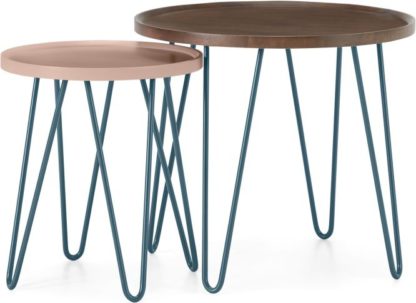 dc37f8ce8d4b2bc54da3aef8d38af8e8764676a2a3e6bde1b534ec12948d4e55.jpg An Image of Dotty Nesting Side table, Dark Stain and Pink
