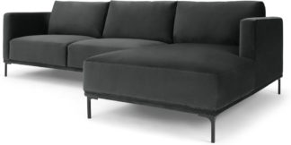 An Image of Milo Right Hand Facing Chaise End Corner Sofa, Midnight Grey Velvet