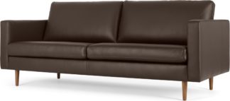 An Image of Leighton 3 Seater Sofa, Dark Brown Leather