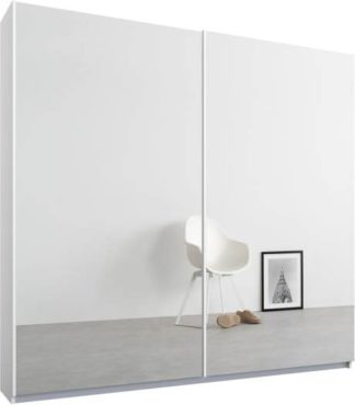 An Image of Malix 2 door 181cm Sliding Wardrobe, White frame,Mirror doors , Premium Interior
