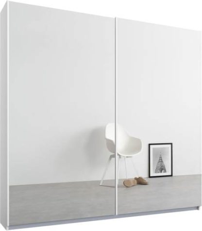 An Image of Malix 2 door 181cm Sliding Wardrobe, White frame,Mirror doors, Standard Interior