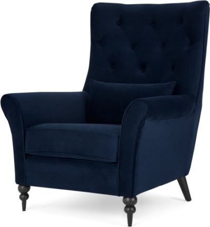 An Image of Osmond Armchair, Ink Blue Velvet