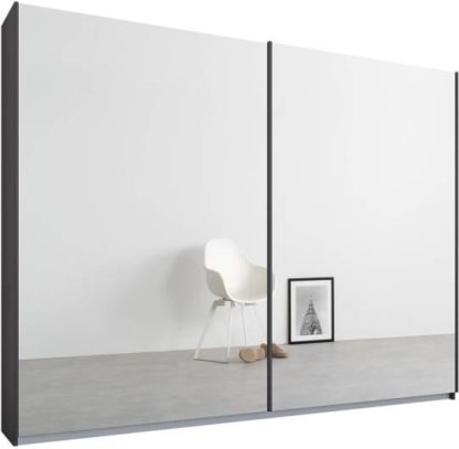 An Image of Malix 2 door 225cm Sliding Wardrobe, Graphite Grey frame,Mirror doors , Classic Interior