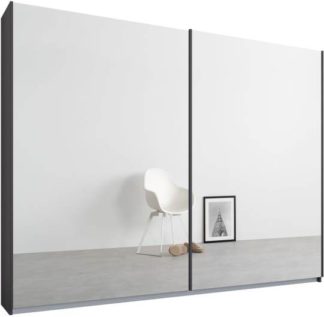 An Image of Malix 2 door 225cm Sliding Wardrobe, Graphite Grey frame,Mirror doors , Premium Interior