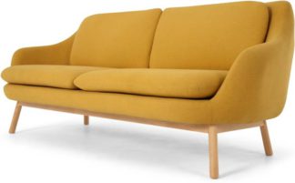 An Image of Oslo 3 Seater Sofa, Yolk Yellow with Oak Legs