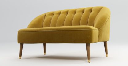 def8035c093250eeffa82d535e5d6deed526b9eb6ee82db44575cd386a9b031c.jpg An Image of Custom MADE Margot 2 Seater Sofa, Antique Gold Velvet with Light Wood Brass Leg