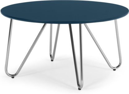 An Image of Eibar Coffee Table, Blue and Chrome