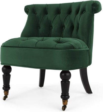 An Image of Bouji Accent Chair, Pine Green Velvet