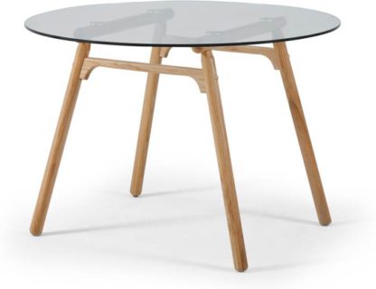 An Image of Philly 4 Seat Dining Table, Oak and Glass