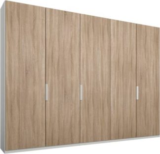 An Image of Caren 5 door 250cm Hinged Wardrobe, White Frame, Oak Doors, Classic Interior