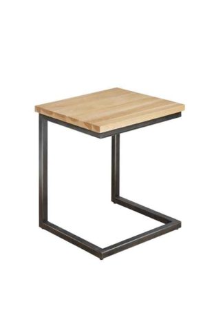 An Image of Qubix Industrial Lamp Table - Solid oak and steel