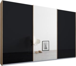An Image of Malix 3 door 270cm Sliding Wardrobe, Oak frame,Basalt Grey Glass & Mirror doors , Classic Interior