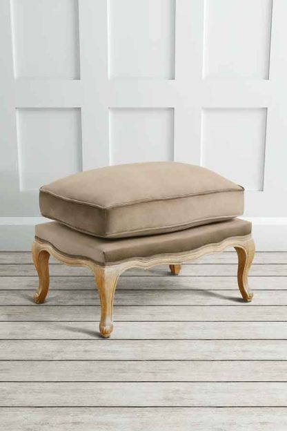 An Image of Le Notre French Vintage Style Shabby Chic Oak Stool Latte