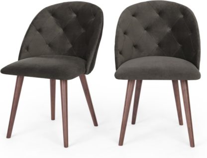 An Image of Set of 2 Clarris Dining Chairs, Otter Grey Velvet