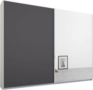 An Image of Malix 2 door 225cm Sliding Wardrobe, White frame,Matt Graphite Grey & Mirror doors , Classic Interior