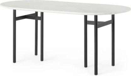 An Image of Tanaro 6 Seat Oval Dining Table, Marble and Brass