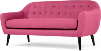 An Image of Ritchie 3 Seater Sofa, Candy Pink with Rainbow Buttons