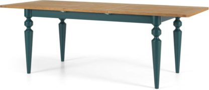 An Image of Betty 6-8 Seat Extending Dining Table, Oak and Teal