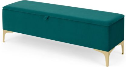 An Image of Linnell Ottoman Bench, Seafoam Blue Velvet 